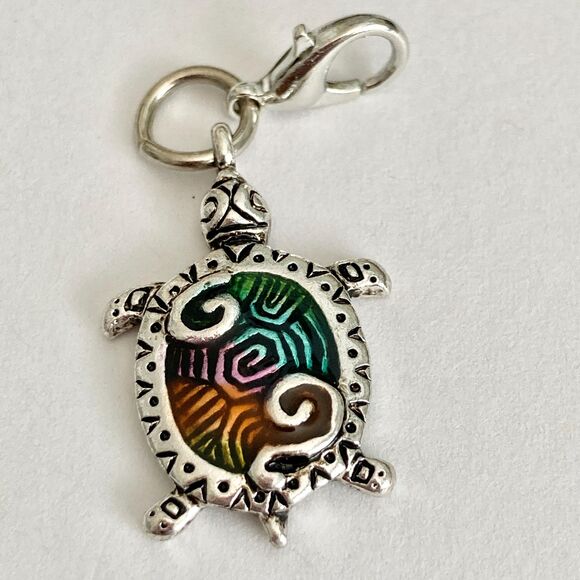 Sea Turtle European Slider Bead Clip Charm Silver Nautical Island Beach Enamel - Picture 5 of 10